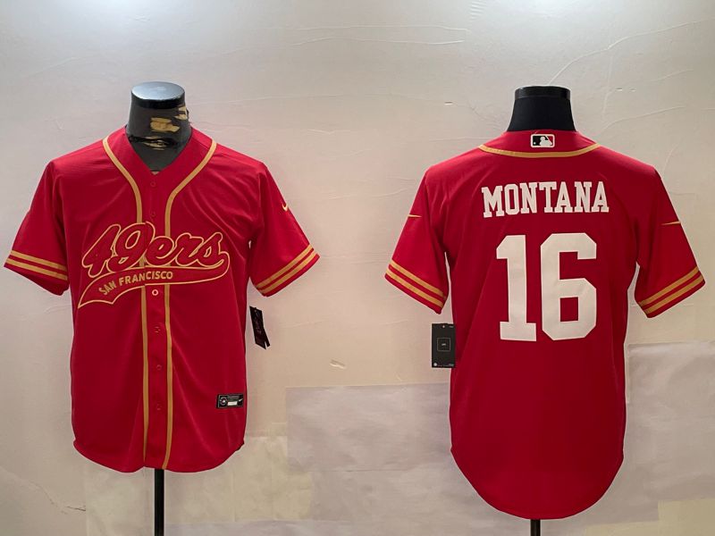 Men San Francisco 49ers #16 Montana Red Joint Name 2024 Nike Limited NFL Jersey style 1209